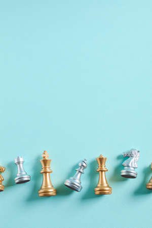 Chess figures on color backgroundの写真素材