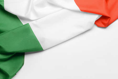 Italian flag on white background, closeupの写真素材