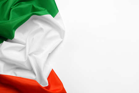 Italian flag on white background, closeupの写真素材