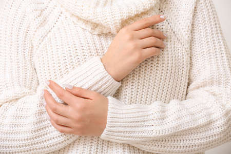 Young woman with beautiful manicure, closeupの写真素材