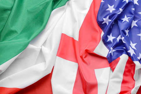 Different flags as background, closeup