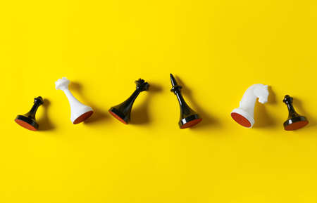 Chess pieces on color backgroundの写真素材