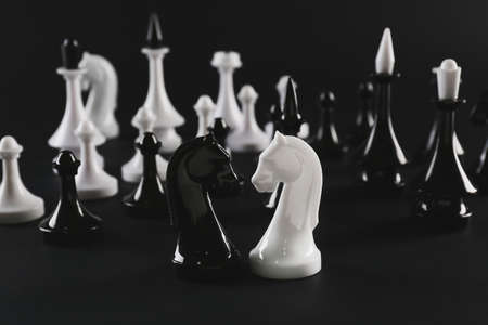 Chess pieces on dark backgroundの写真素材