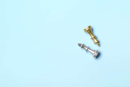 Chess pieces on color backgroundの写真素材