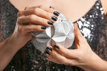 Young woman with beautiful manicure, closeup