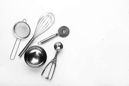 Set of kitchen utensils on light backgroundの写真素材