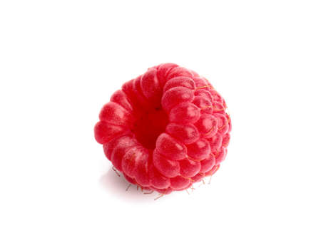 Tasty ripe raspberry on white backgroundの写真素材