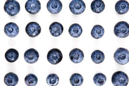 Tasty ripe blueberries on white backgroundの写真素材