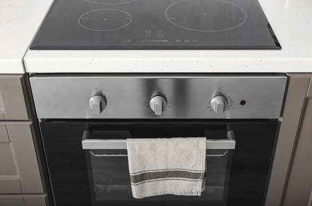 Modern oven in kitchen, closeupの写真素材