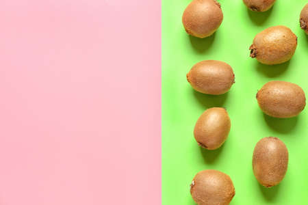 Tasty ripe kiwi on color backgroundの写真素材