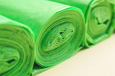 Rolls of garbage bags, closeupの写真素材