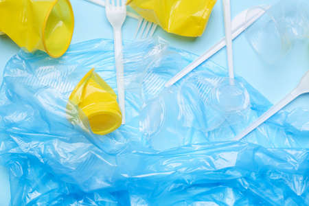 Garbage bag with plastic trash. Garbage sorting conceptの写真素材