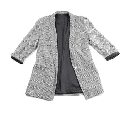 Stylish female jacket on white backgroundの写真素材