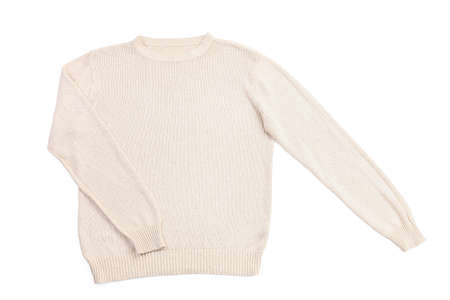 Stylish sweater on white backgroundの写真素材