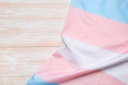 Transgender flag on light wooden backgroundの写真素材