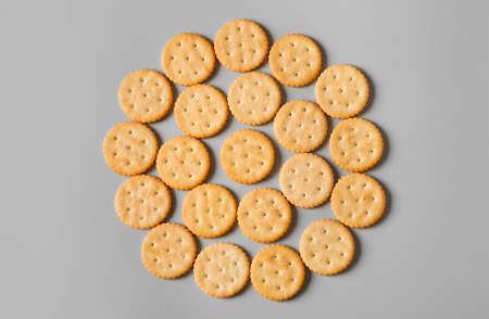 Tasty crackers on light backgroundの写真素材