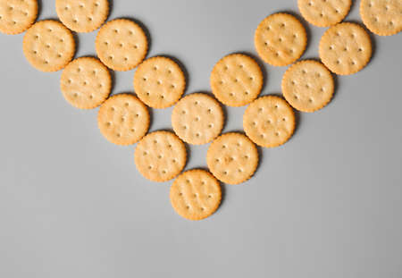 Tasty crackers on light backgroundの写真素材