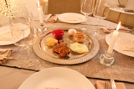 Table served for Passover Seder (Pesach)