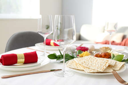 Table served for Passover Seder (Pesach)