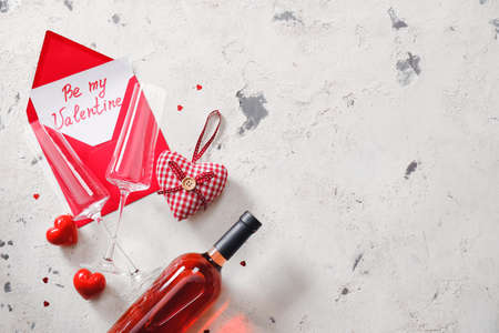 Beautiful composition for Valentine's Day on light backgroundの写真素材