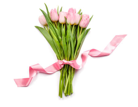 Bouquet of beautiful flowers on white backgroundの写真素材