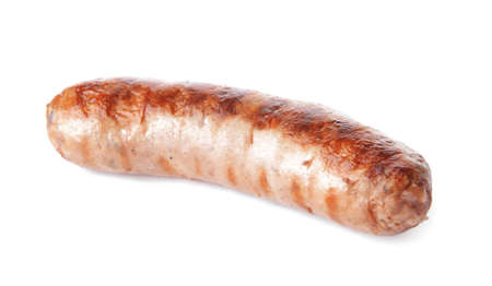 Delicious grilled sausage on white backgroundの写真素材