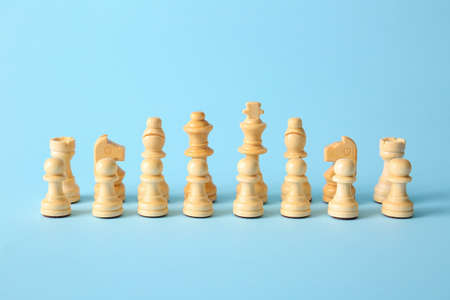 Chess pieces on color backgroundの写真素材