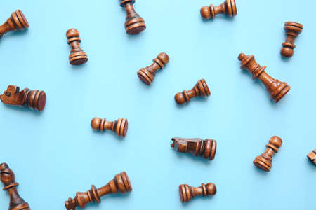 Chess pieces on color backgroundの写真素材