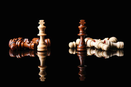 Chess pieces on dark backgroundの写真素材