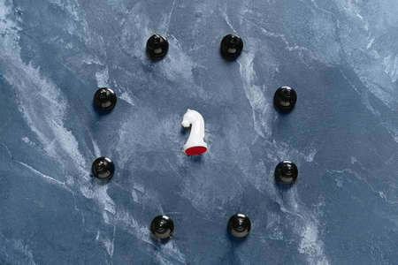 Chess pieces on color background