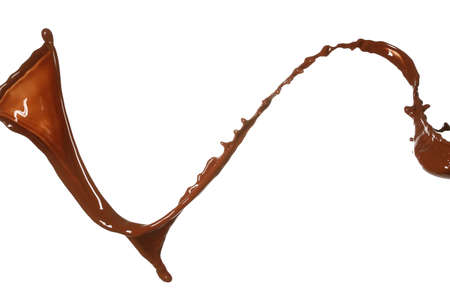Splash of hot chocolate on white backgroundの写真素材