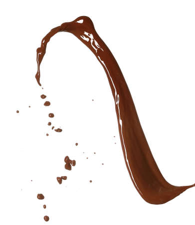 Splash of hot chocolate on white backgroundの写真素材