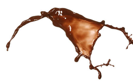 Splash of hot chocolate on white backgroundの写真素材