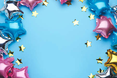 Frame made of balloons on color backgroundの写真素材