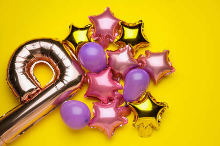 Air balloons on color backgroundの写真素材