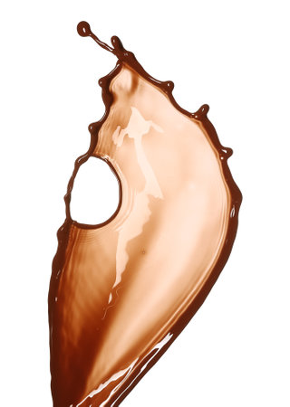 Splash of hot chocolate on white backgroundの写真素材