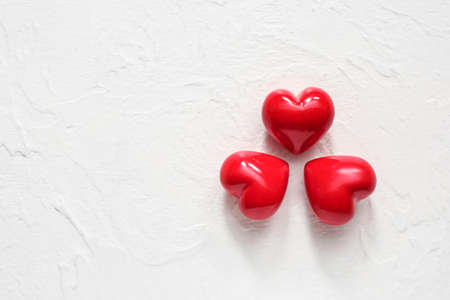 Red hearts on white backgroundの写真素材