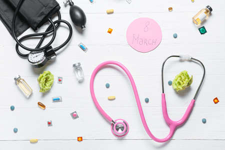 Greeting card for doctors. International Women's Day celebrationの写真素材