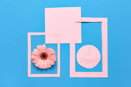 Beautiful composition for International Women's Day on color backgroundの写真素材