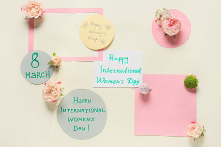 Beautiful composition for International Women's Day on light backgroundの写真素材