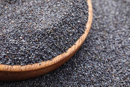 Plate with poppy seeds, closeupの写真素材