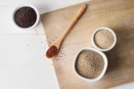 Different healthy quinoa on tableの写真素材