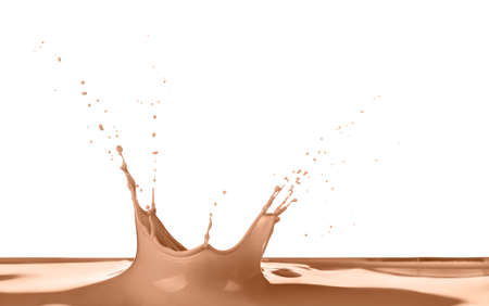 Splash of cocoa drink on white backgroundの写真素材