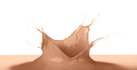 Splash of cocoa drink on white backgroundの写真素材