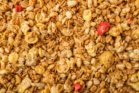 Texture of tasty granola as backgroundの写真素材