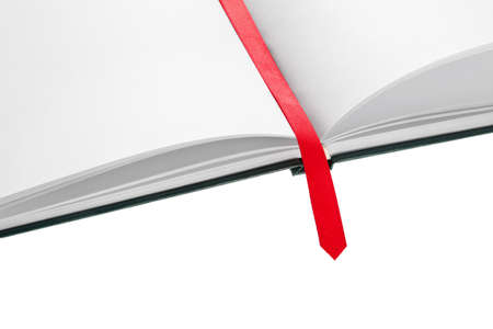 Blank book with bookmark on white backgroundの写真素材