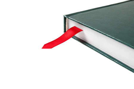 Book with bookmark on white backgroundの写真素材