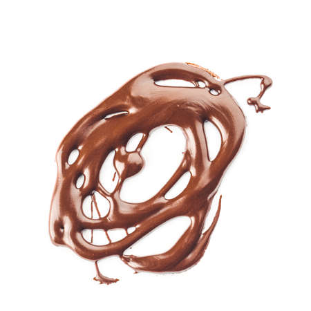Sweet melted chocolate on white backgroundの写真素材