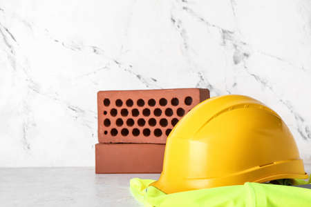 Builder's hat on light backgroundの写真素材