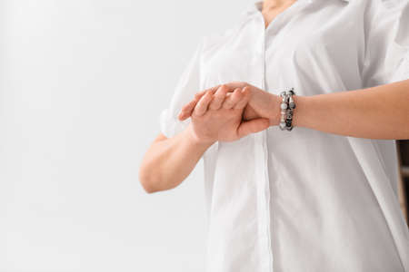 Reiki master working with energyの写真素材